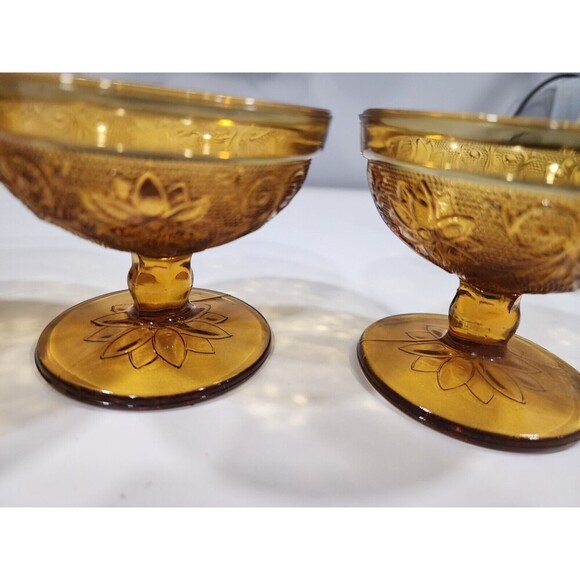 Depression Glass Indian Tiara Amber glass Desert Dishes Set Of 3 Grannycore - Picture 4 of 5